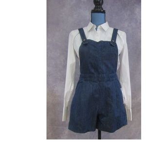 NEW Guess Denim Shortalls Romper w/ Bows on Back S